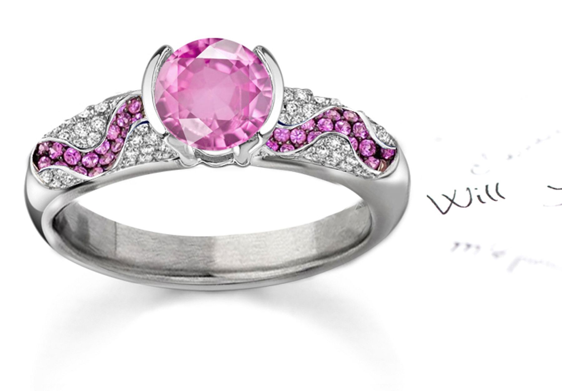 Glamour: Beautiful Pink Sapphire & Diamond Micro Pave Ring