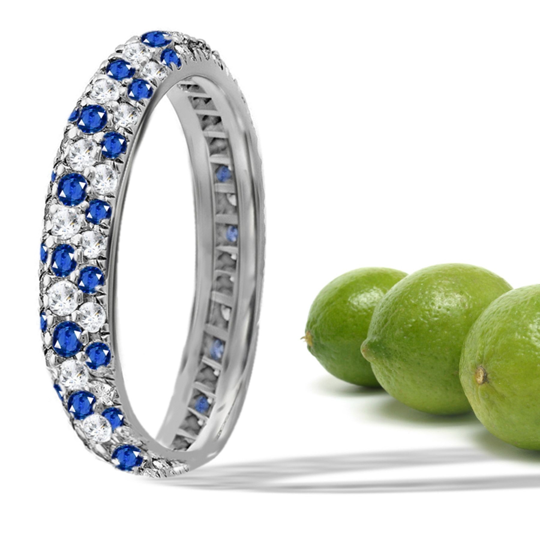 Pave Set Sapphire Diamond Eternity Gemstone Ring