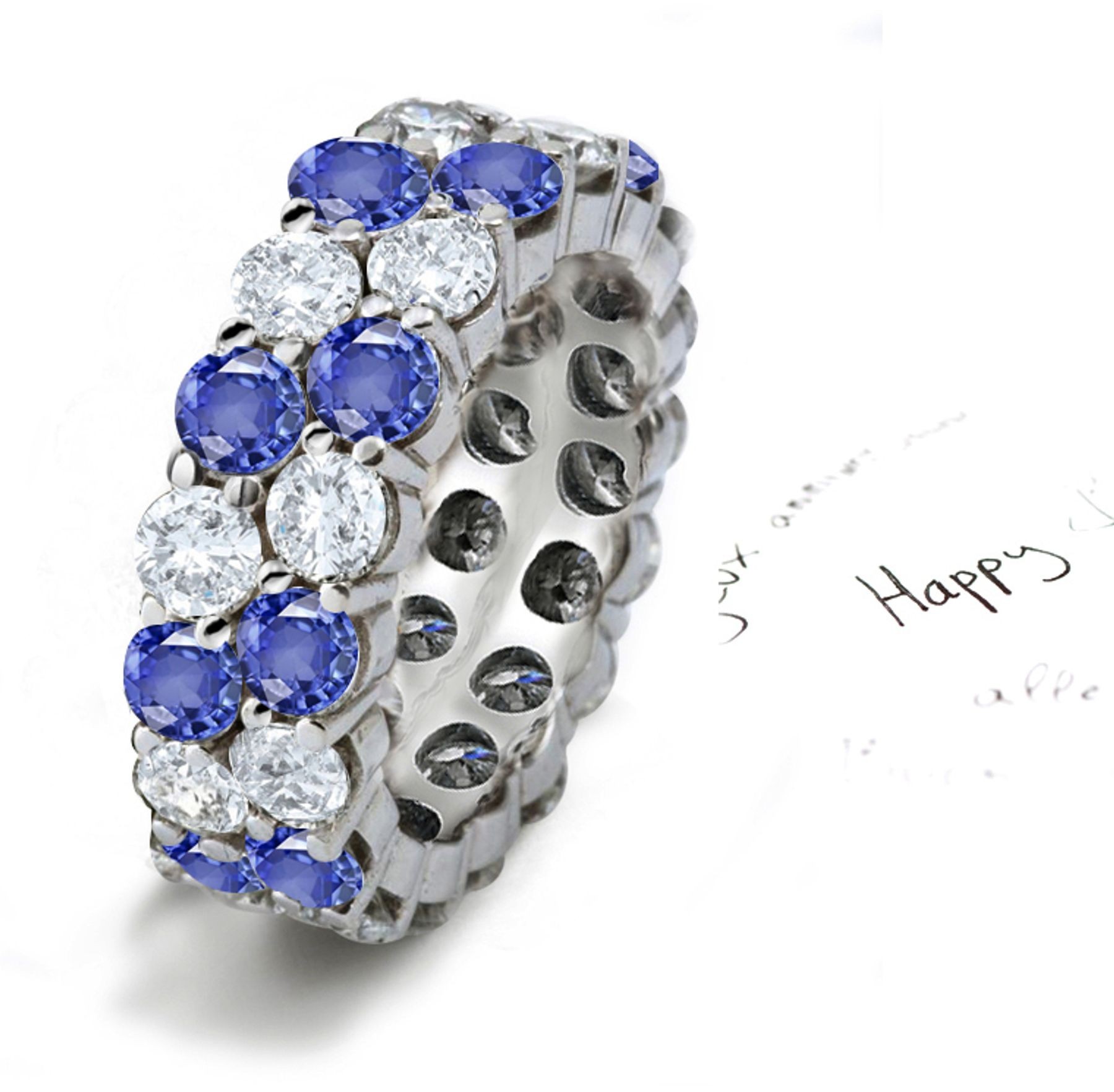 2 Prong Set Sapphire Diamond Gold Gemstone Ring