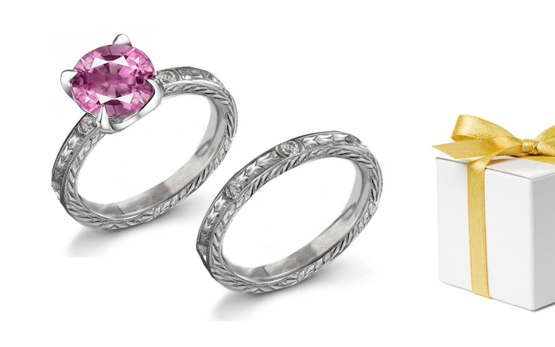 Love: Hand Engraved Pink Sapphire & Diamond Ring Click the Link to Purchase