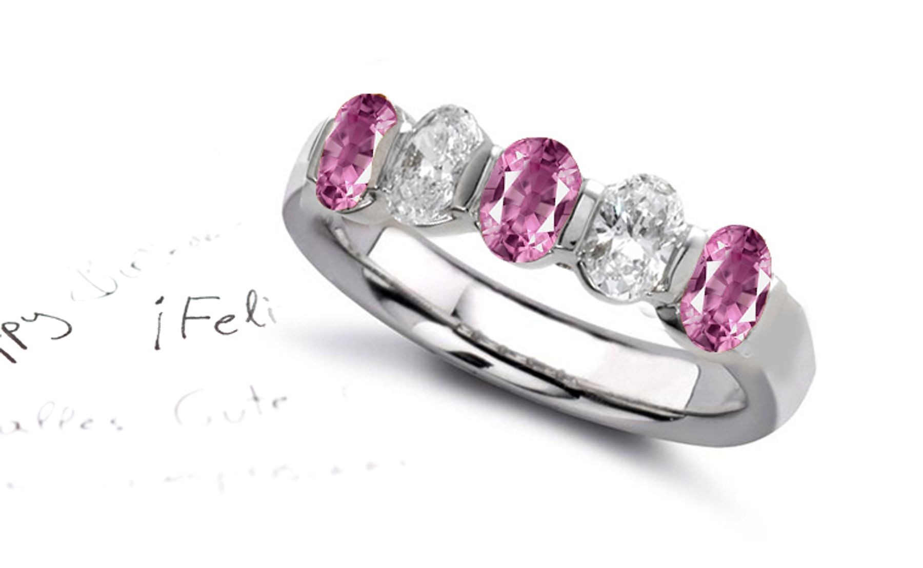 The Promise of Love: Women's Pink Beautiful Diamond & Sapphire Ring