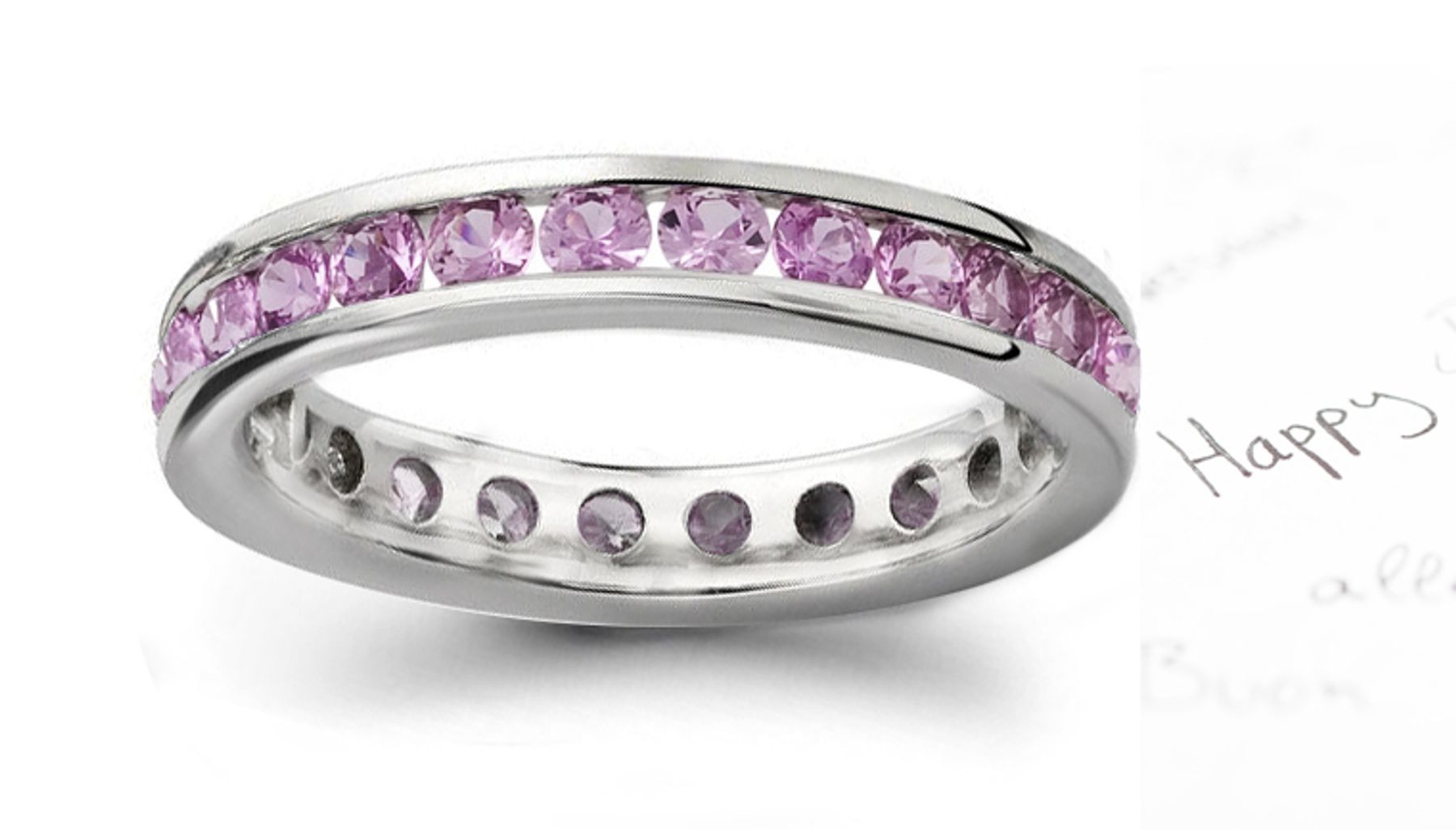 Women's Pure Pink Sapphire Gemstone Round Eternity Ring 