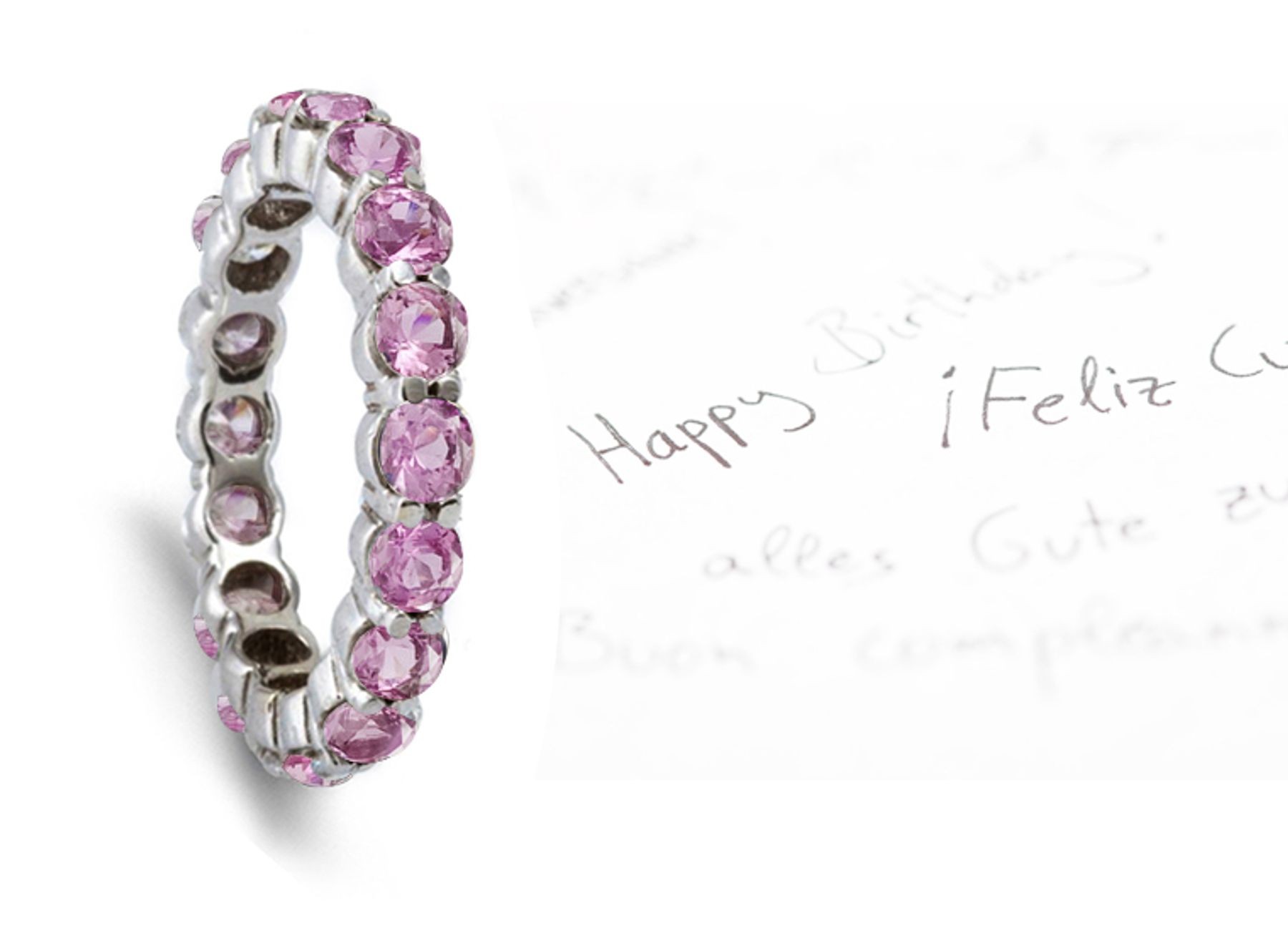 Women's Pure Pink Sapphire Gemstone Round Eternity Ring