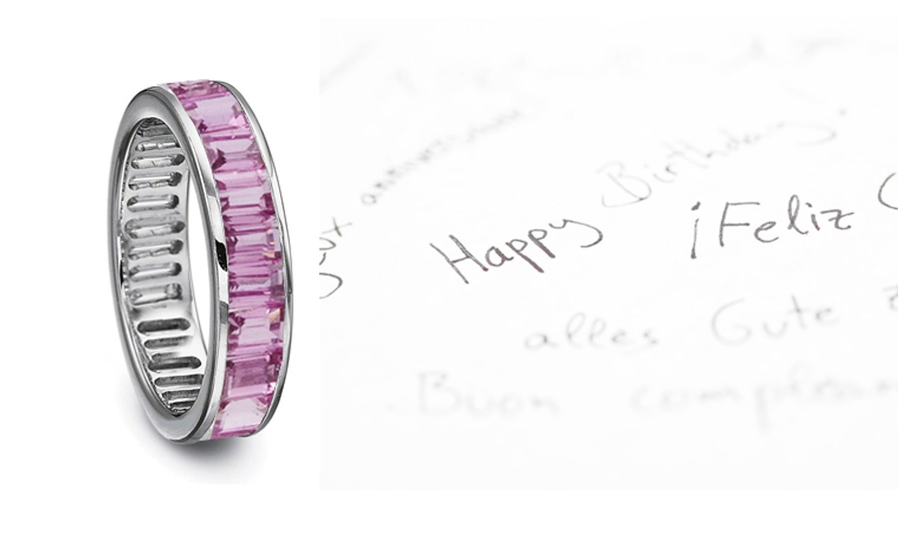 Women's Pure Pink Sapphire Gemstone Baguette Eternity Ring