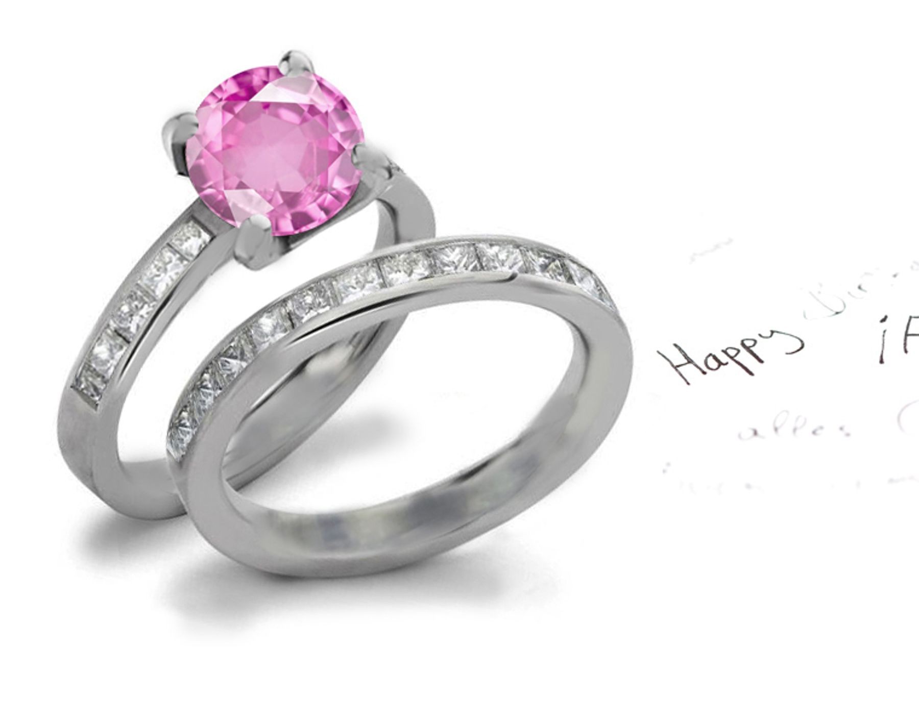 Sapphire & Diamond Engagement & Wedding Ring