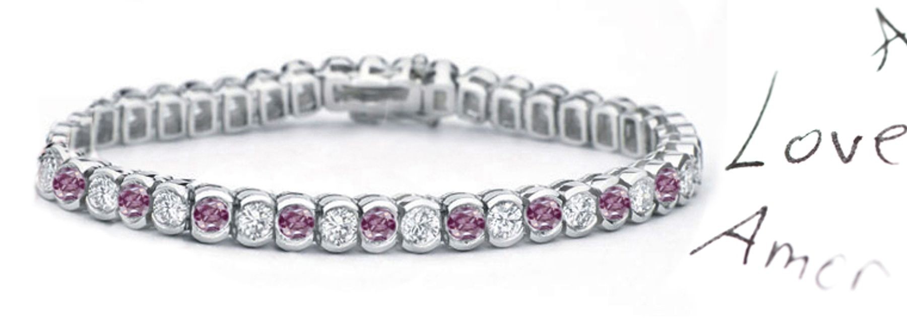 pINK Colored Diamonds & White Diamonds Fancy Pink Diamond Bracelet and Necklace