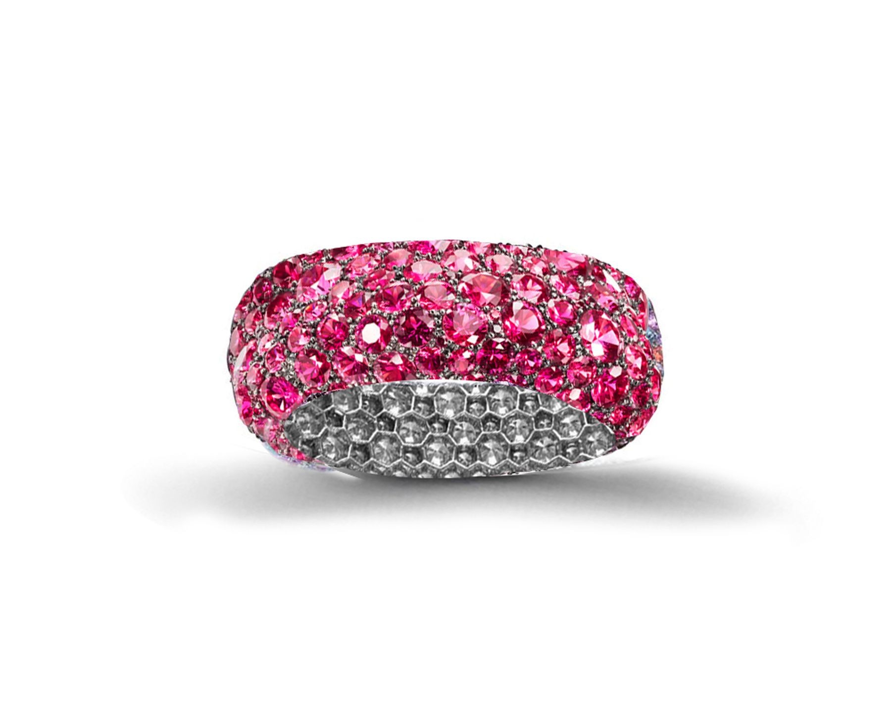 Eternity Ring with Pave Set Rubies in Gold or Platinum