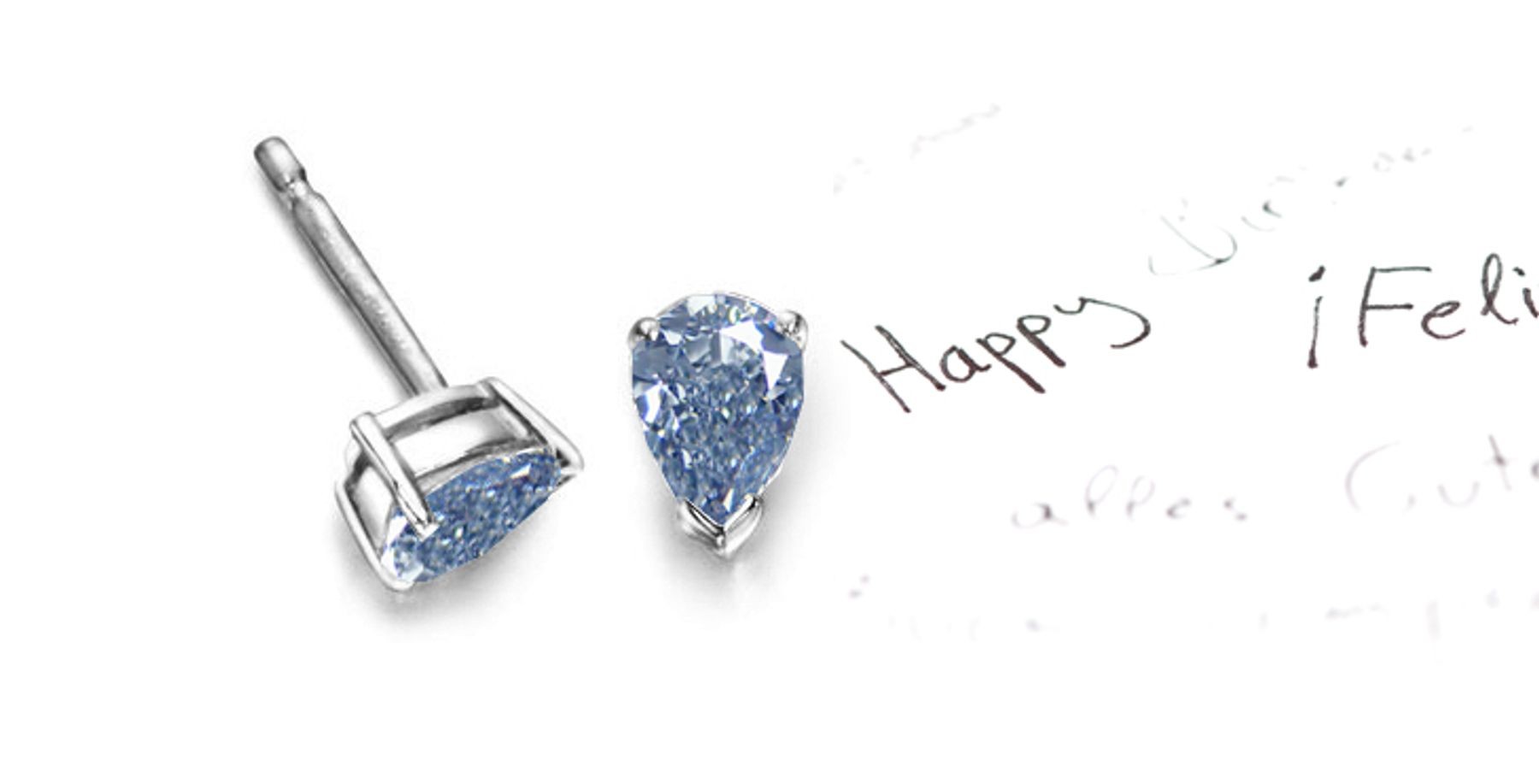 Rare Colored Diamonds Designer Collection - Blue Colored Diamonds & White Diamonds Fancy Blue Diamond Lock Wires Earrings