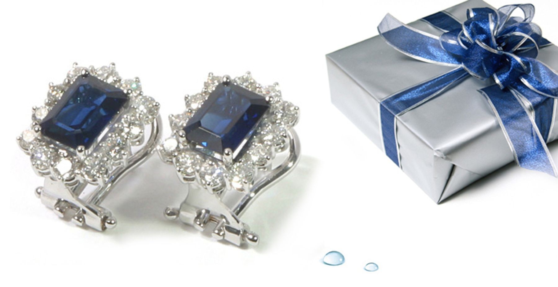 Sapphire Earrings: Platinum & Gold Sapphire Diamond Earrings Available in Platinum or Gold Settings.