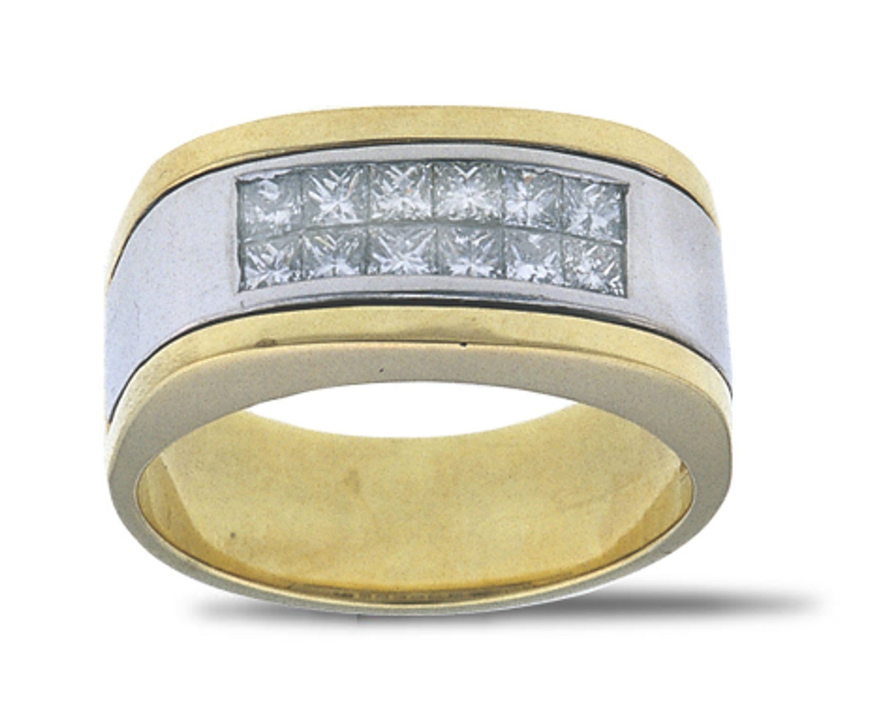 Platinum Gold Channel Princess Cut Diamonds Ring