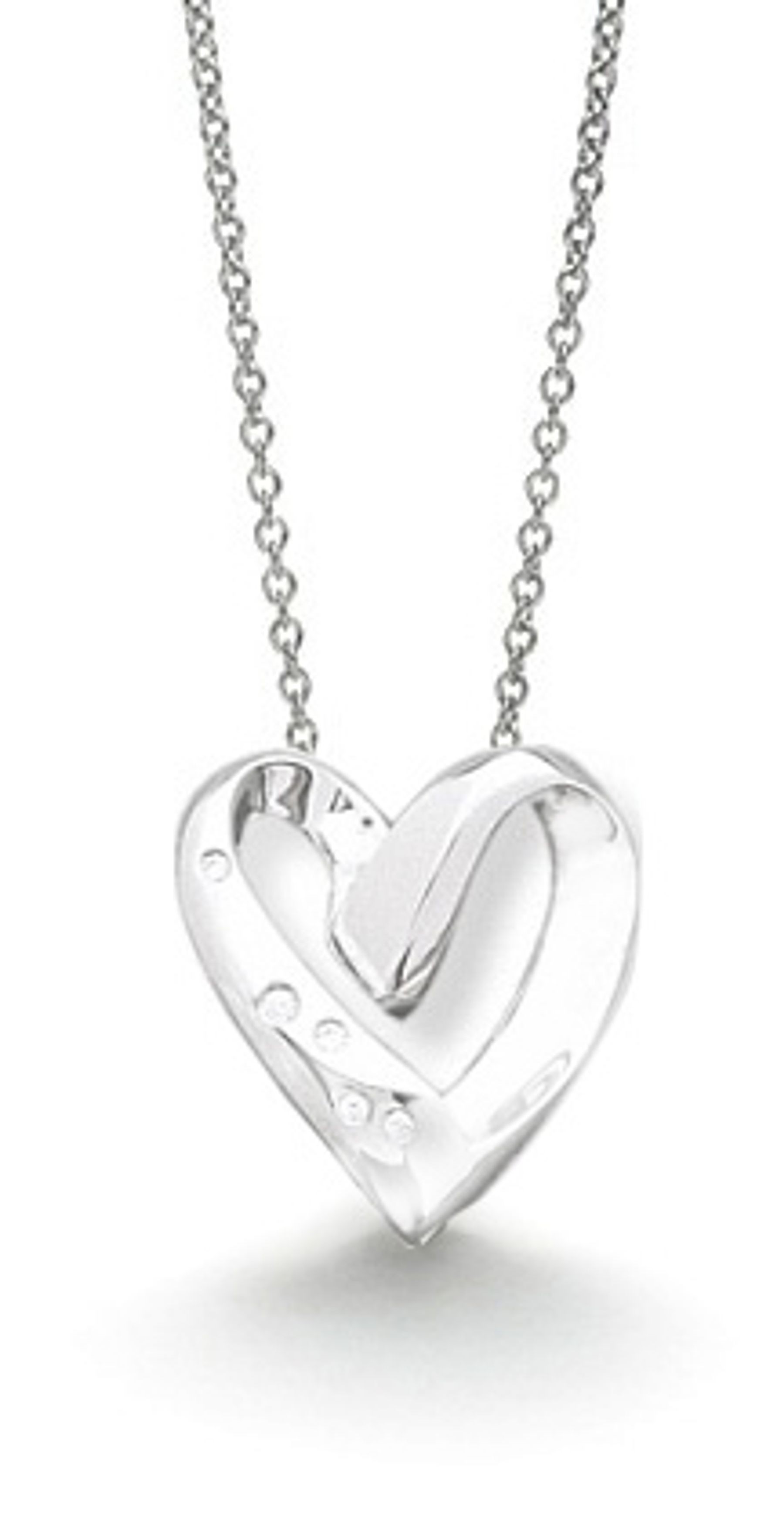 Platinum burnish set heart pendant and platinum chain