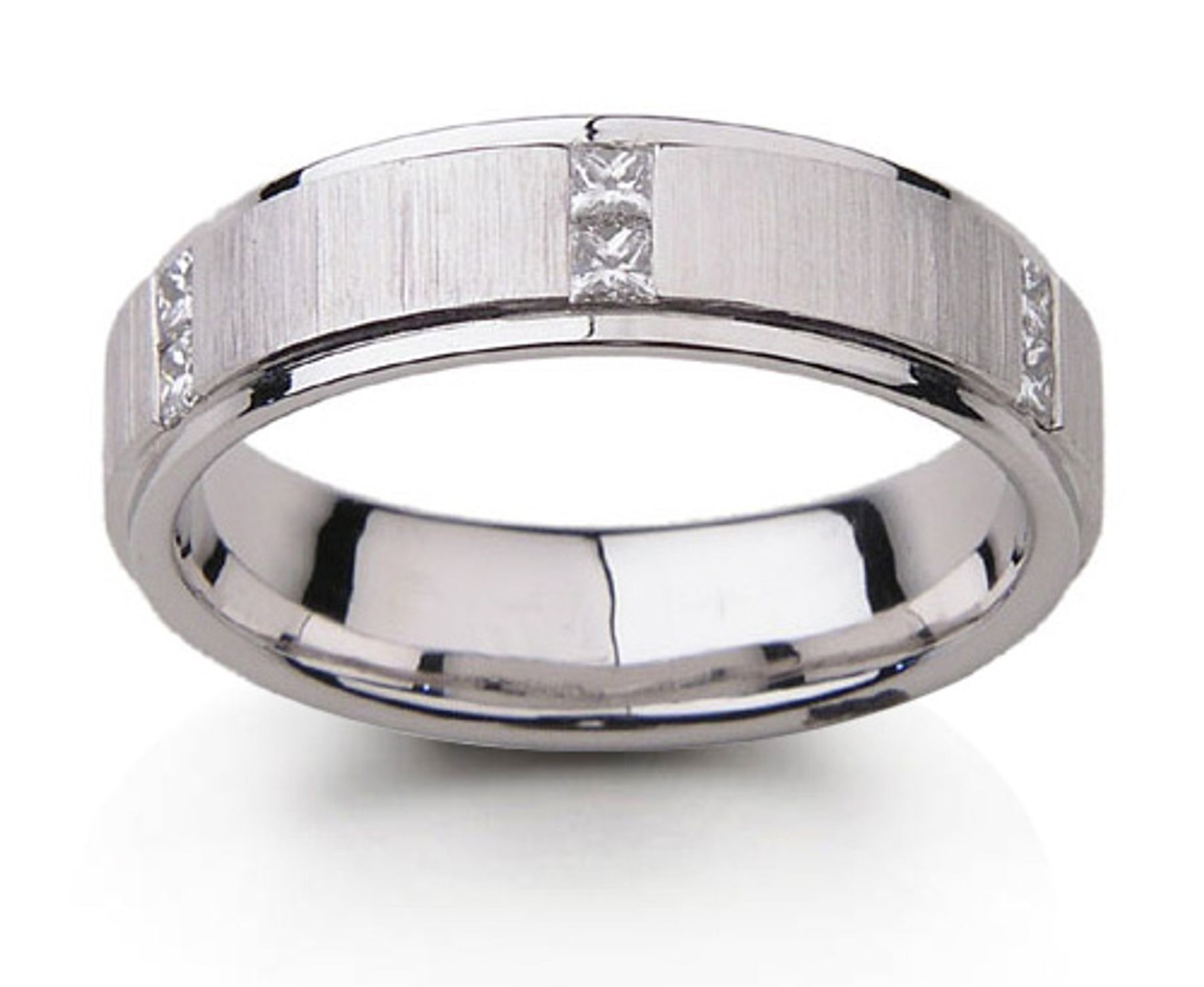 Platinum Comfort Fit Diamond Ring with Princess Cut Diamonds