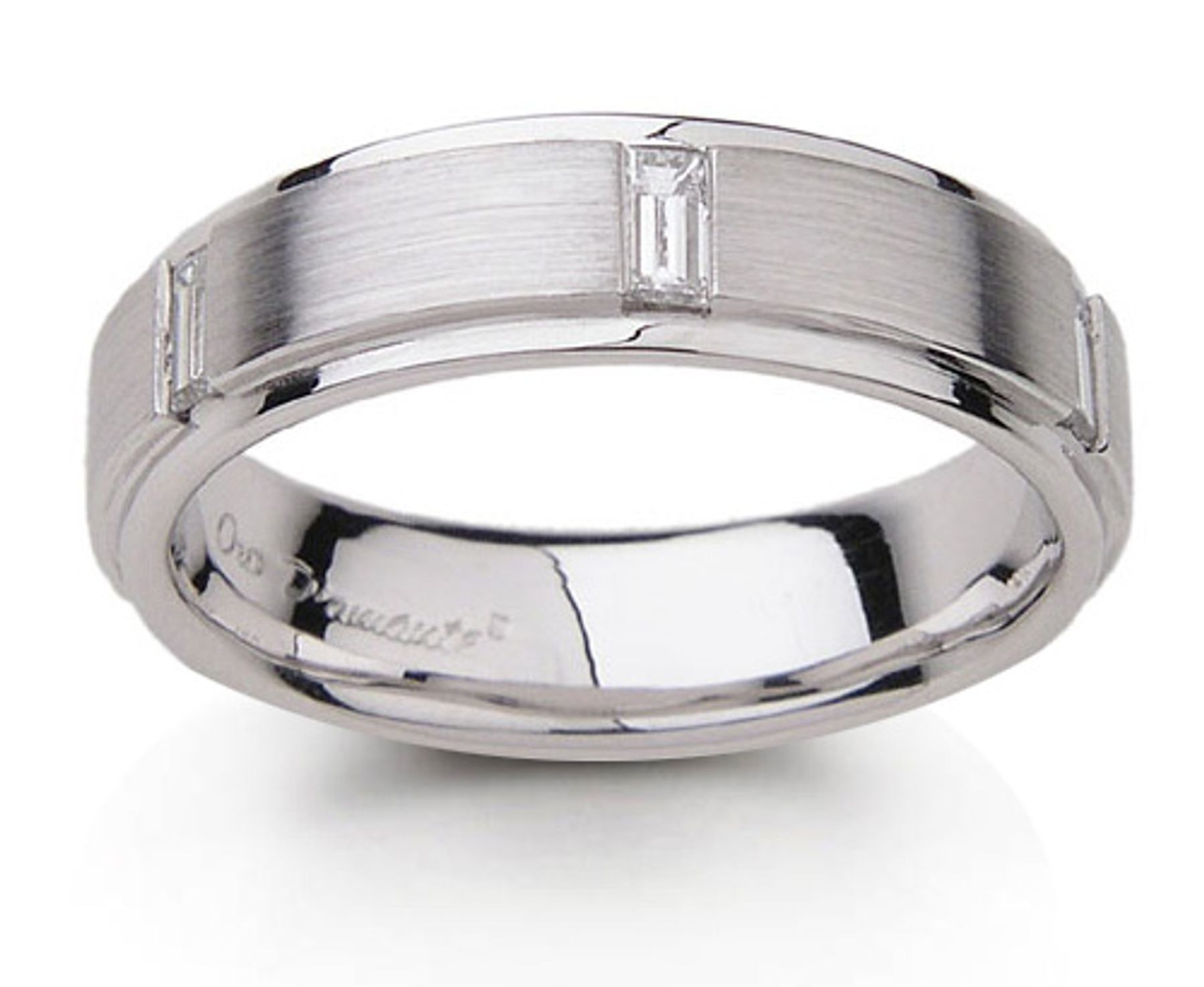  Platinum Comfort Fit Diamond Ring with Baguette Diamonds