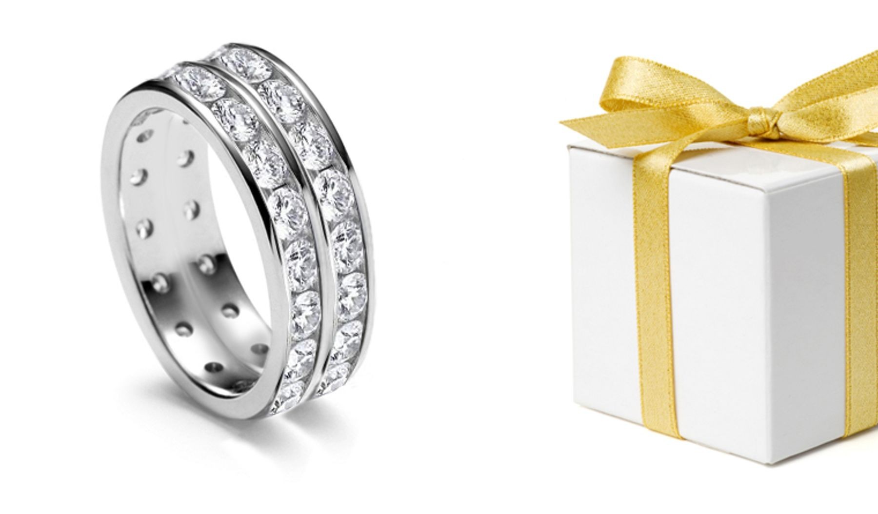 Painstakingly Crafted: Splendid Double Round Diamond Eternity Bands in Ring Size 3 to 8