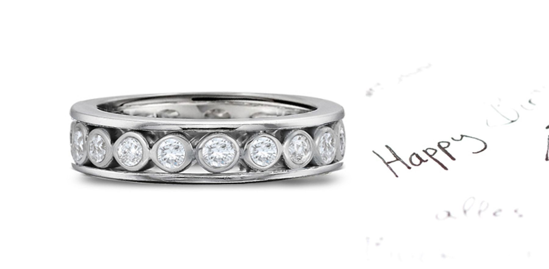 Craftsmanship: Sparkling Bezel Diamond Eternity Band Nestled in Platinum or Gold Channel Setting