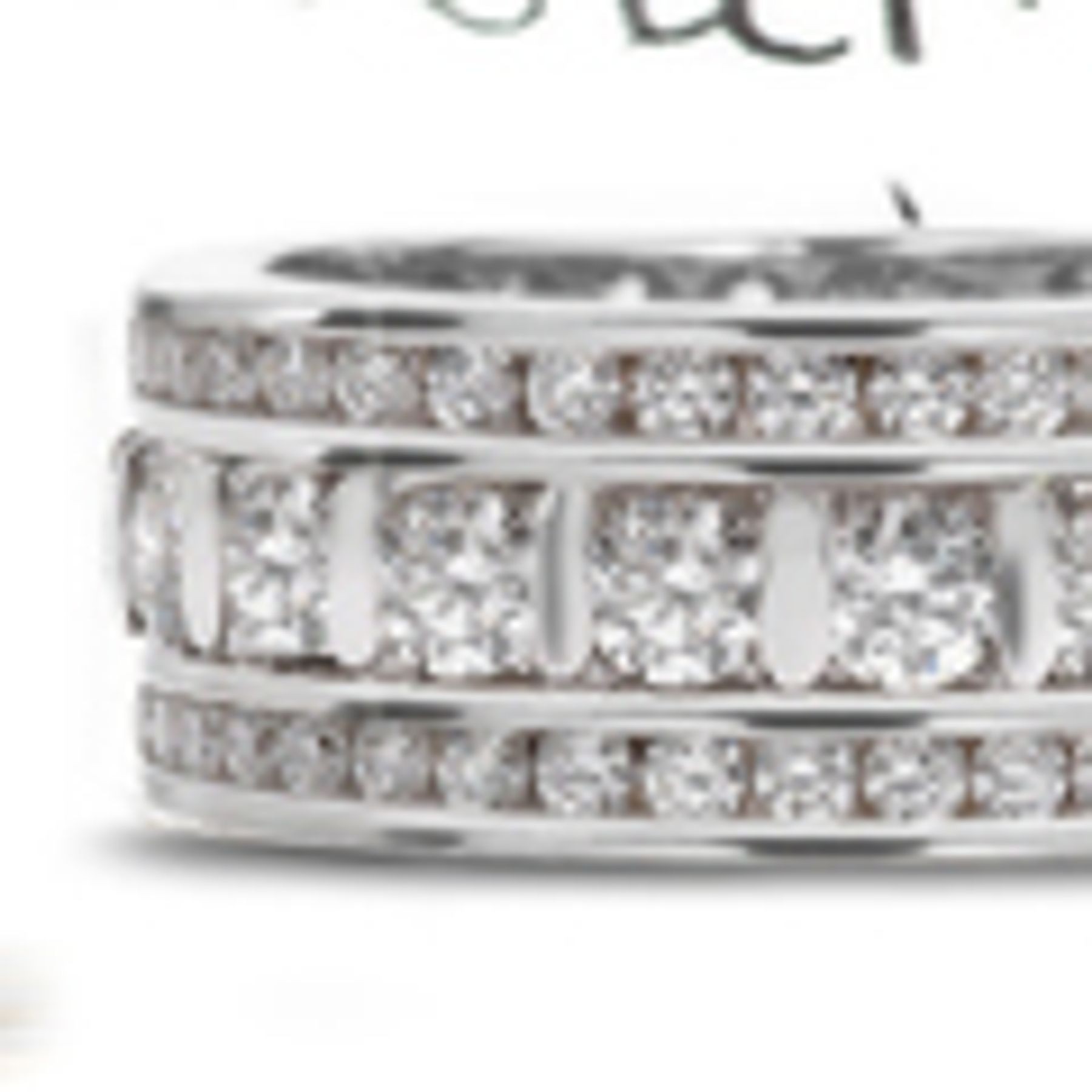 Bar Set Diamond Eternity Band Boredered by Two Rows of Sparkling Diamonds in Gold