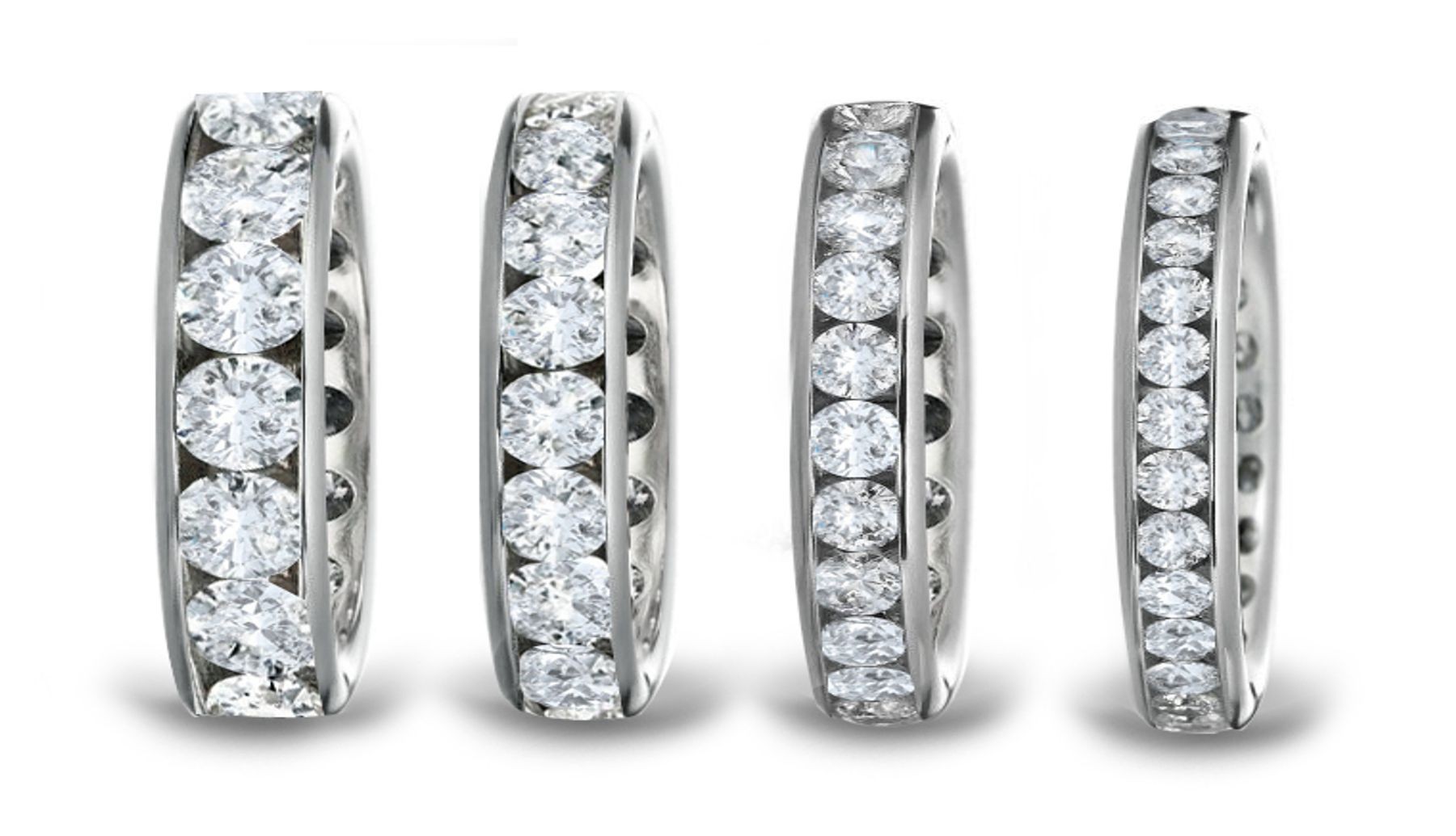 Classic Platinum Channel Set Round Diamond Eternity Band in 1.0 to 5.0 cts tw in Platinum & Gold