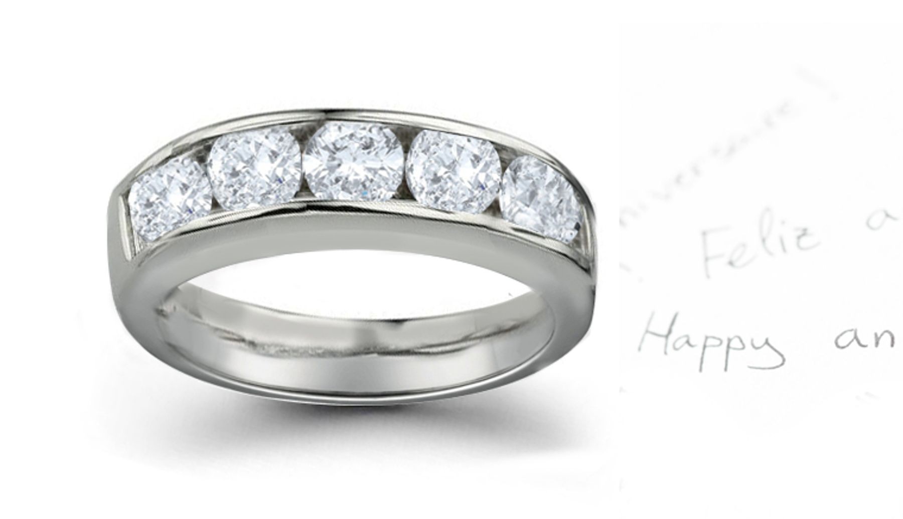 Classic Five Stone Diamond Half Eternity Band in Ring Size 3 to 8