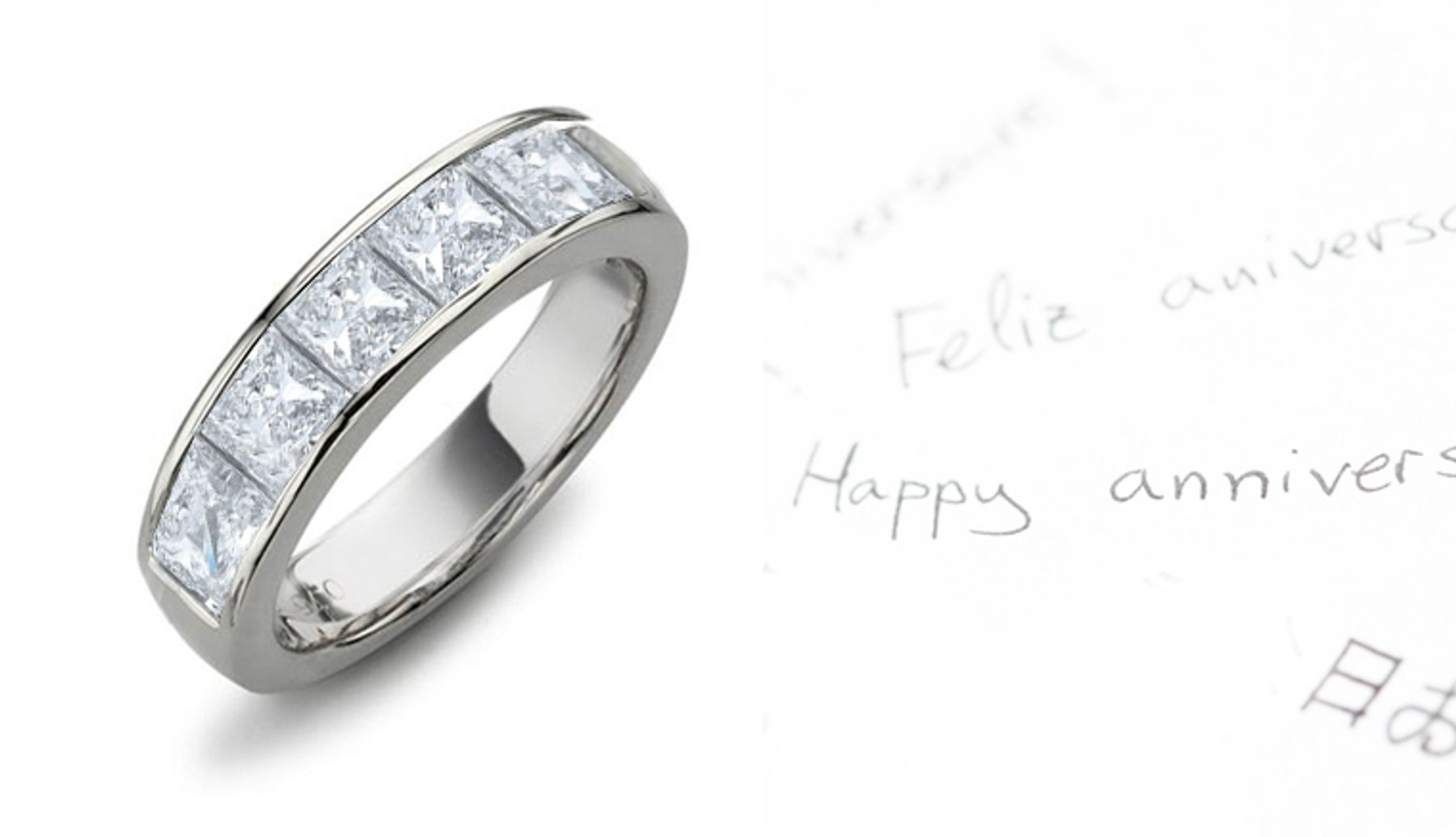 Five Stone Princess Cut Diamond Anniversary Wedding Ring in Gold