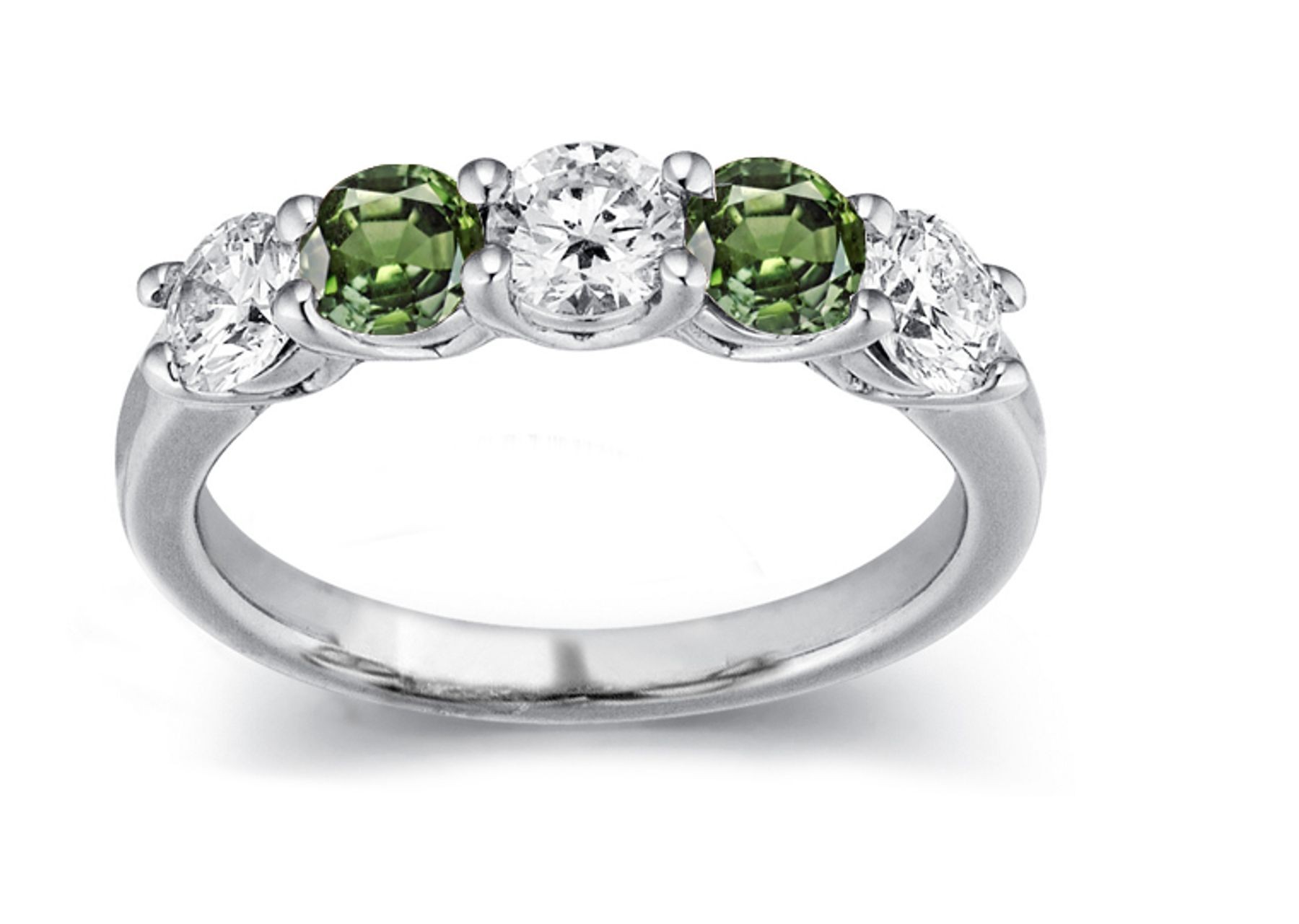 Five Stone Green Sapphire & Diamond Style Ring