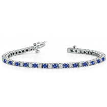 Sapphire Diamond Tennis Bracelets: Platinum Round Sapphire and Diamond Tennis Bracelet