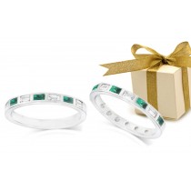 Discover Emeralds: Burnish Set Men Women Matching Anniversary Bands 