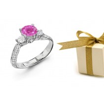 Quality Characteric Sapphire Gold Rare Deep Pink Sapphire Diamond Anniversary Ring