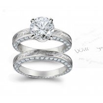 ElaborateDesign Platinum, & Diamond Ring with Floral Scrolls & Motifs Shoulders & Diamond Halo Sides