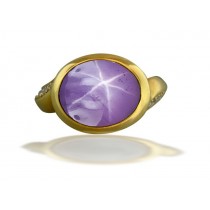 Luminous Surface Radiance of Blue Star: "Iconic" Art Nouveau Gold "Vibrant" Rare Deep Pink Purple Ceylon Star Sapphire