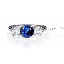 Dreams & Reality: An Exquisite Sapphire Diamond Three Stone Ring. 