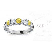Yellow Sapphire & White Diamond Anniversary Rings