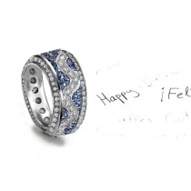 Antique Style Design Sapphire Sapphire Diamond Wavy Band