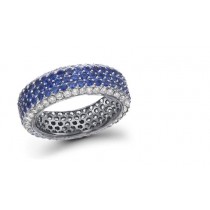 Mona Lisa: Gold Pave Set Blue Sapphire & White Diamond Eternity Band