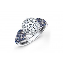 Made To Order Rings Featuring Delicate French Halo Pave Diamonds & Vivid Blue Sapphires