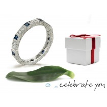 Eternity Rings: Platinum Sapphire Diamond Bezel Set Eternity Ring