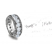 Captivating Designs: A Gold Diamond Eternity Band Repousse Dcoration Engraved Floral, Leaf and Fern Motifs Size 3 to 8