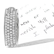 Dazzling: 6 Millimeter Wide 2 mm Depth Platinum & Diamond Ring Sparkling with 4 Rows of Diamonds