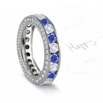 Vibrant, Vivid, Corn Flower Blue Sapphire & Diamond Halo Gold Band