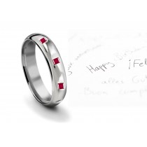 Unfinished & Finished Work Square Ruby Burnish Set Mens Eternity Ring