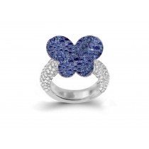 Delicate French Micro Pave Butterfly Rings Collection Featuring Vibrant Rainbow Colored Sapphires & Diamonds