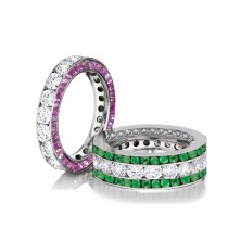 Made to Order Great Selection of Channel Set Brilliant Cut Round Diamonds Emeralds & Pink Sapphires Eternity Rings & Bands