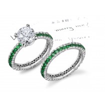 Perfect Individual Gifts: Wear This Classic French Art Deco Pave' Diamond & Emerald Ring in 14k White Gold & Platinum
