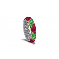 Representing Eternal Love Sparkling White Diamonds & Colored Stone Eternity Rings