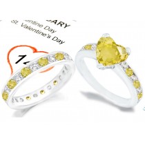 2013 Catalog No. 5 - Product Details: Heart Yellow Sapphire &Diamond Engagement Ring & Wedding Ring Set