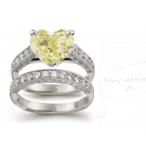 Heart Yellow Diamond Engagement & Wedding Ring