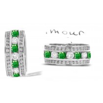 Stacked Emerald & Diamond Eternity Wedding Anniversary Ring