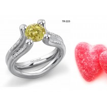 Contemporary High Quality Designer Yellow Colored Diamond Tension Set Engagement Rings