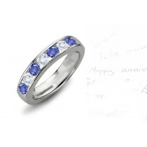 7 Stone Sapphire & Diamond Wedding Anniversary Band