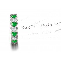 Heart Emerald & Heart Diamond Eternity Band