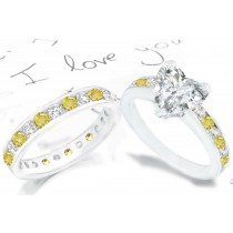 2013 Catalog No. 5 - Product Details: Heart Diamond &Yellow Sapphire Engagement Ring & Wedding Ring Set